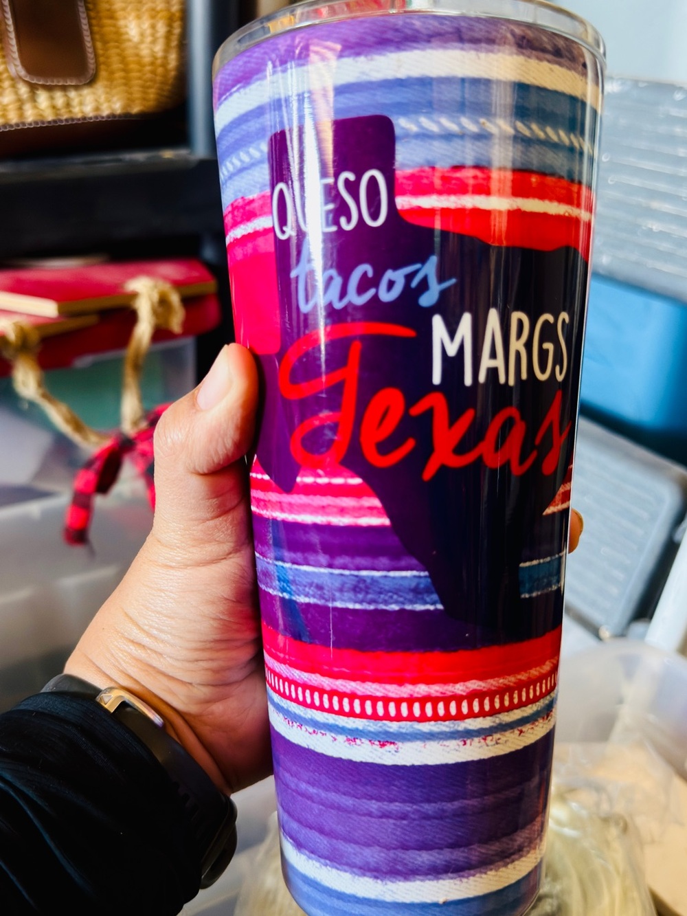 Purple Texas-themed Insulated Tumbler - Queso Tacos Margs